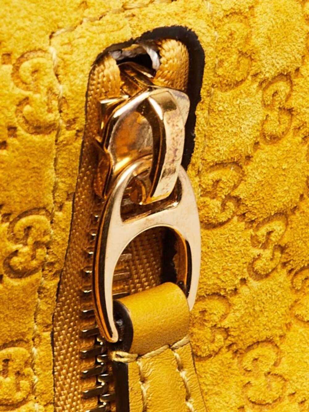 Gucci Yellow Micro Guccissima Embossed Suede Half Moon Horsebit Shoulder Bag - Picture 5 of 11